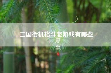 三国街机格斗老游戏有哪些