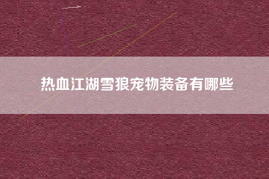 热血江湖雪狼宠物装备有哪些