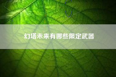 幻塔未来有哪些限定武器