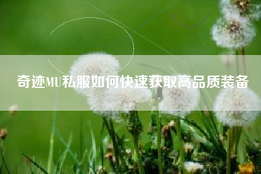 奇迹MU私服如何快速获取高品质装备