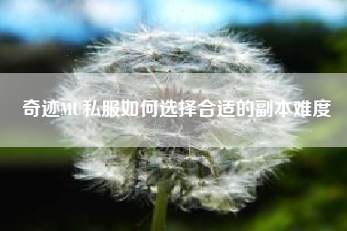 奇迹MU私服如何选择合适的副本难度