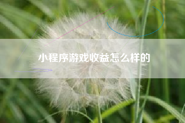 小程序游戏收益怎么样的