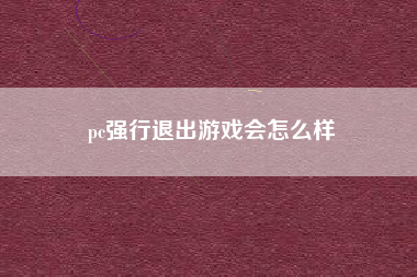 pc强行退出游戏会怎么样