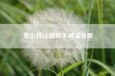 怎么样让游戏不被盗号呢