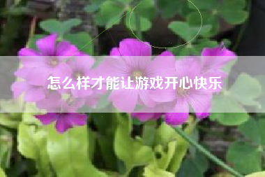 怎么样才能让游戏开心快乐