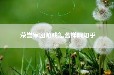 荣誉军团游戏怎么样啊知乎