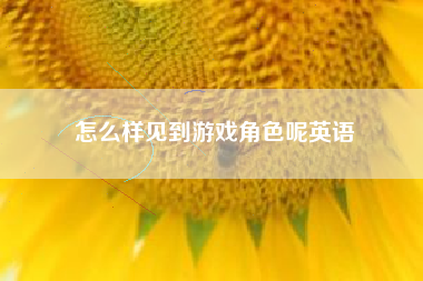 怎么样见到游戏角色呢英语