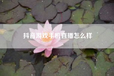 抖音游戏手机直播怎么样