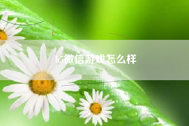 h5微信游戏怎么样