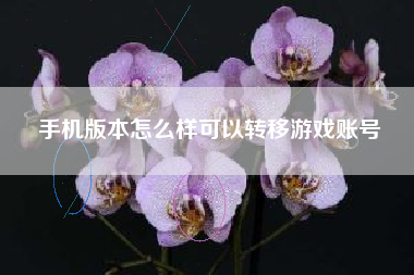 手机版本怎么样可以转移游戏账号