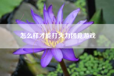 怎么样才能打火力团竞游戏