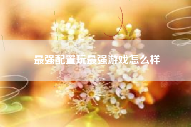 最强配置玩最强游戏怎么样