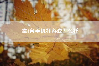 拿4台手机打游戏怎么样
