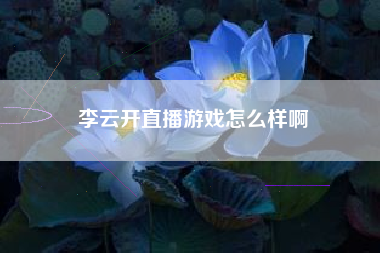 李云开直播游戏怎么样啊