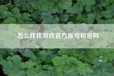 怎么样找游戏官方账号和密码