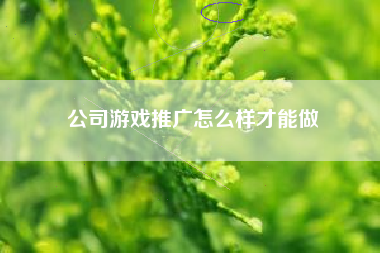 公司游戏推广怎么样才能做