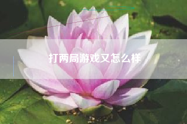 打两局游戏又怎么样