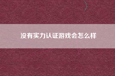 没有实力认证游戏会怎么样