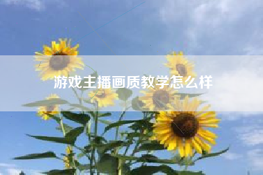 游戏主播画质教学怎么样