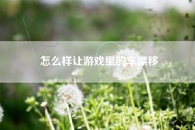 怎么样让游戏里的车漂移