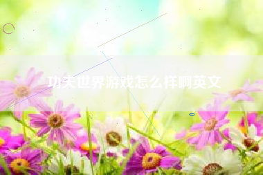 功夫世界游戏怎么样啊英文