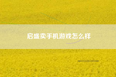 启盛卖手机游戏怎么样