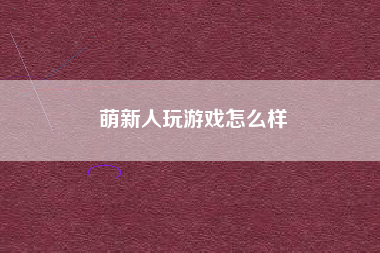 萌新人玩游戏怎么样