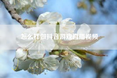 怎么样做抖音游戏直播视频