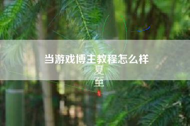 当游戏博主教程怎么样