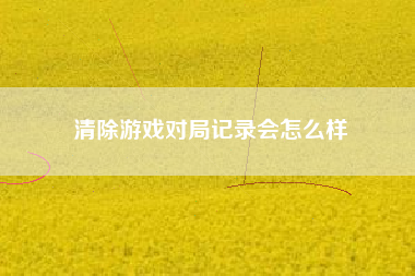 清除游戏对局记录会怎么样