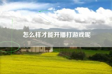 怎么样才能开播打游戏呢