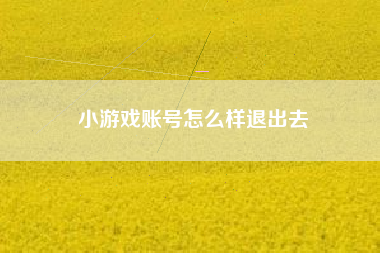 小游戏账号怎么样退出去