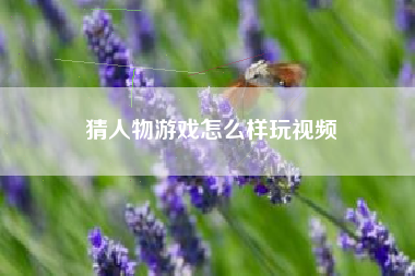 猜人物游戏怎么样玩视频
