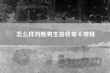 怎么样判断男生游戏带不带妹