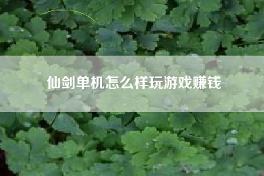 仙剑单机怎么样玩游戏赚钱