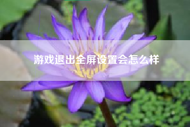 游戏退出全屏设置会怎么样